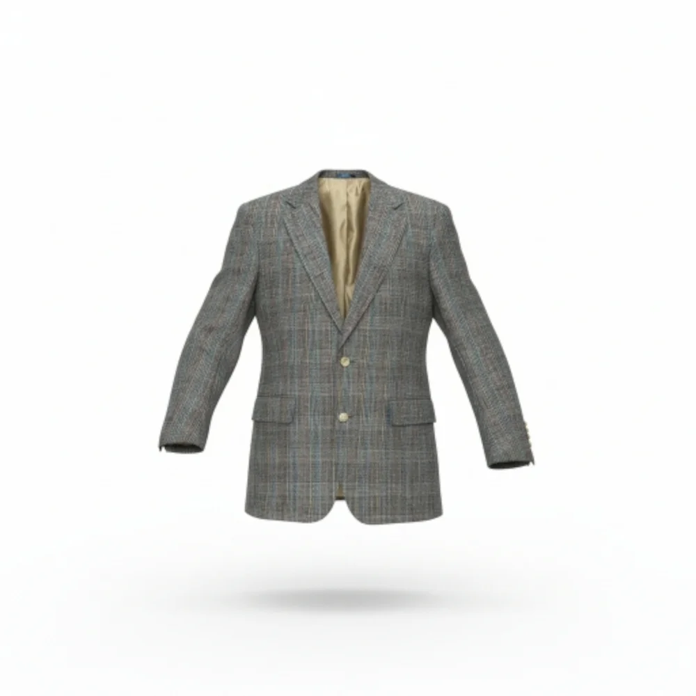 Polo Univeristy Club By Ralph Lauren Gray and Tan Plaid Blazer - Picture 1 of 11
